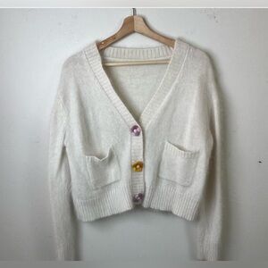 Cropped fuzzy cardigan size S